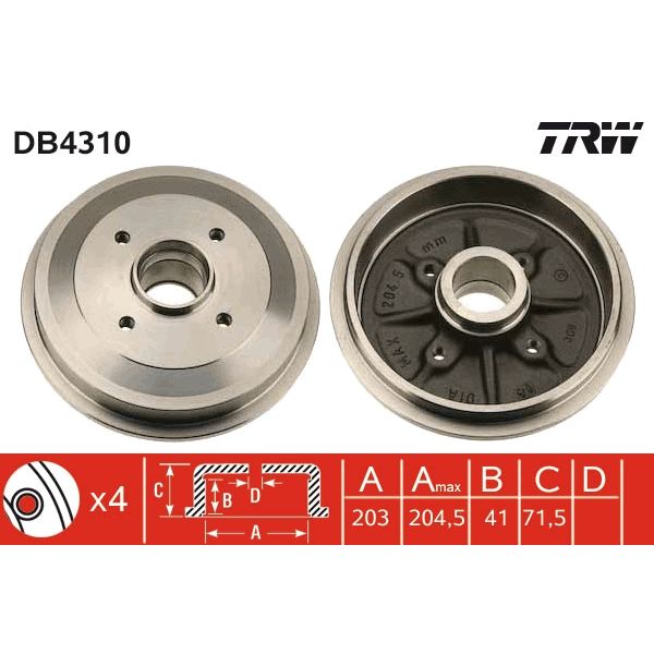 TRW DB4310 Brake Drum