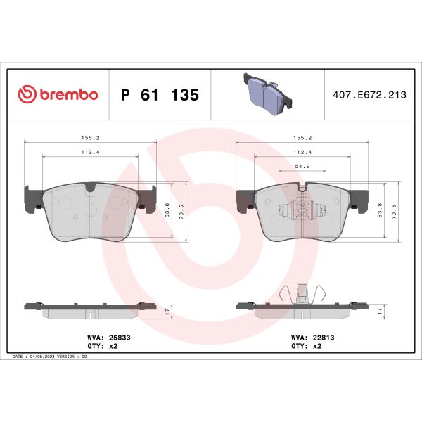 Brembo P61135 Brake Pads Set