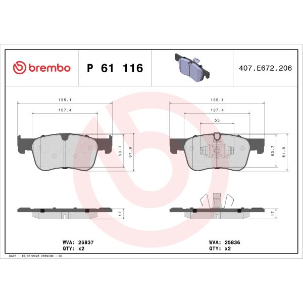 Brembo P61116 Brake Pads Set