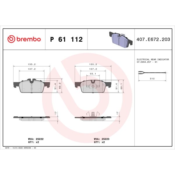 Brembo P61112 Brake Pads Set