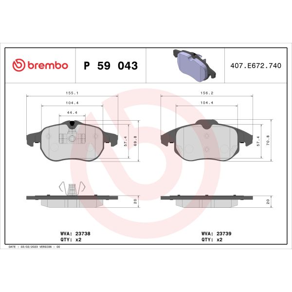 Brembo P59043 Brake Pads Set