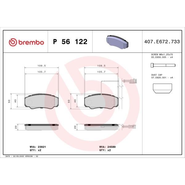 Brembo P56122 Brake Pads Set