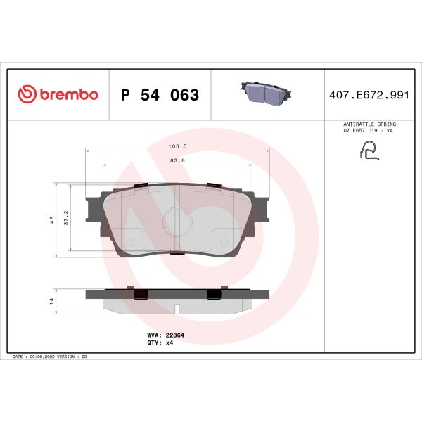 Brembo P54063 Brake Pads Set