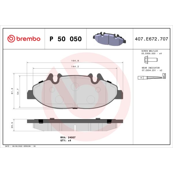 Brembo P50050 Brake Pads Set