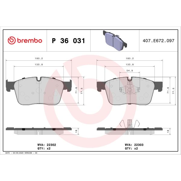 Brembo P36031 Brake Pads Set