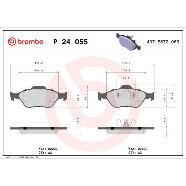 Brembo P24055 Brake Pads Set