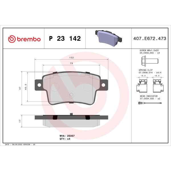 Brembo P23142 Brake Pads Set