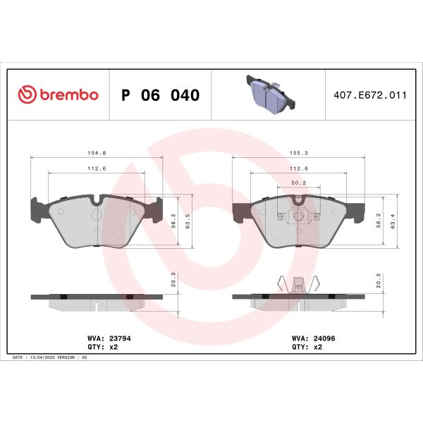 Brembo P06040 Brake Pads Set