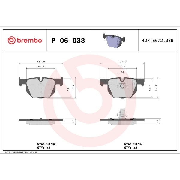 Brembo P06033 Brake Pads Set