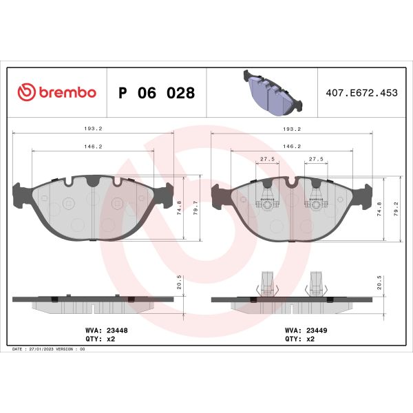 Brembo P06028 Brake Pads Set