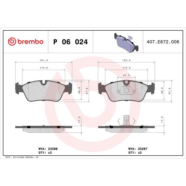 Brembo P06024 Brake Pads Set