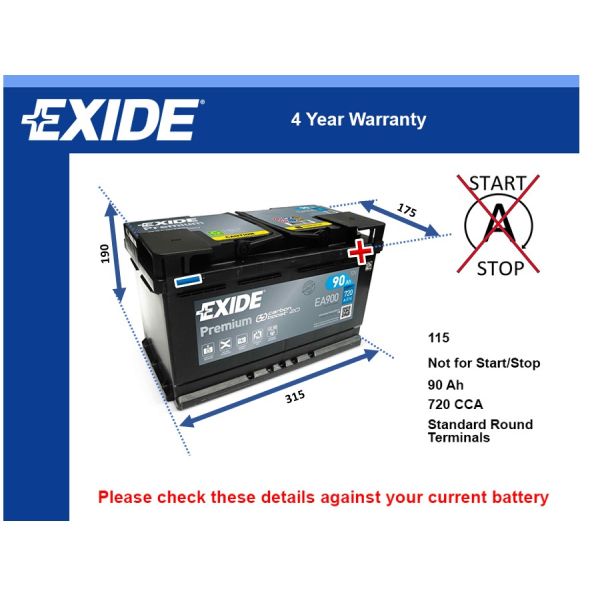 Exide EA900 Car Battery