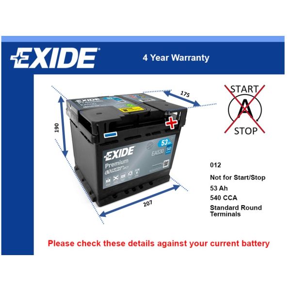 Exide EA530 Car Battery