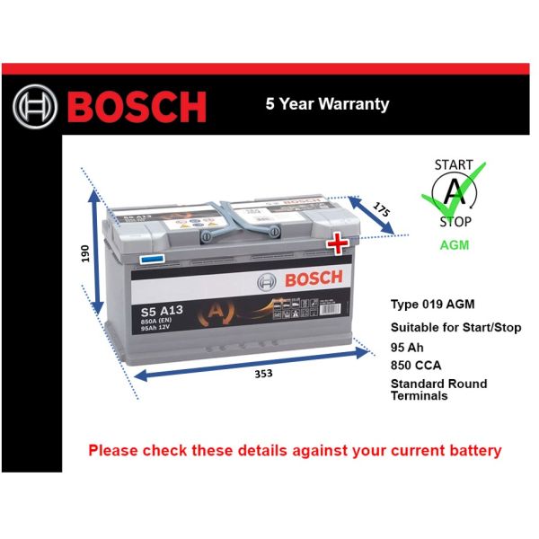 Bosch S5A13 AGM Car Battery