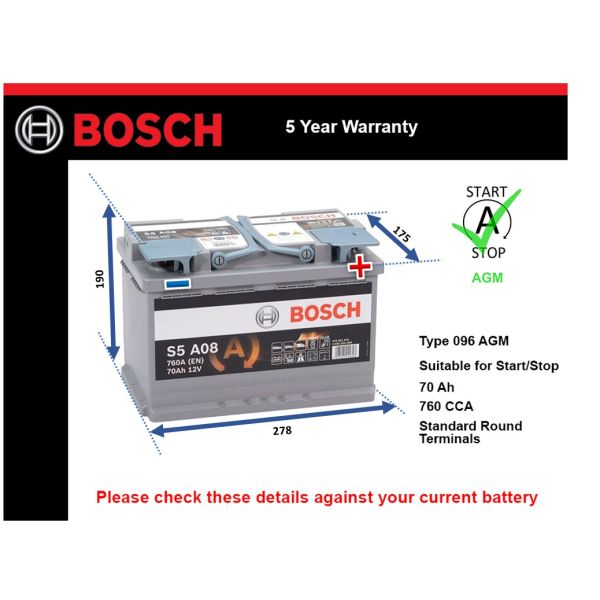 Bosch S5A08 AGM Car Battery