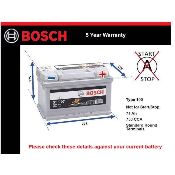 Bosch S5007 Car Battery