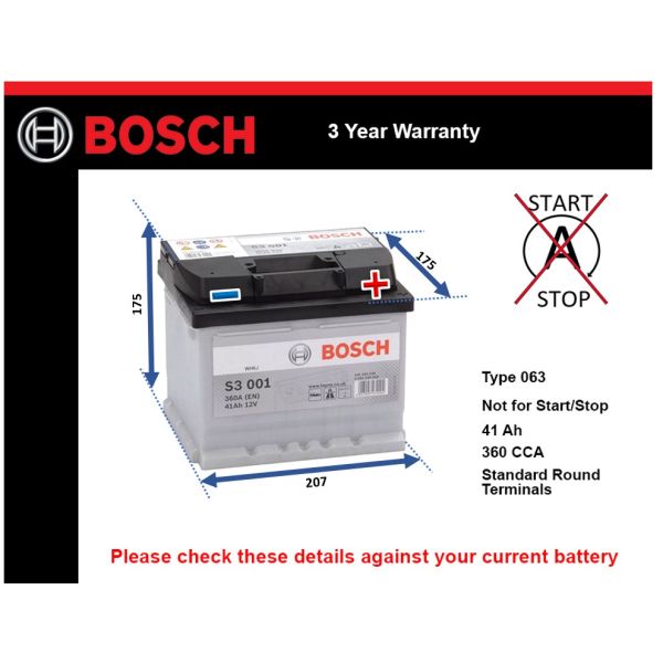 Bosch S3001 Car Battery