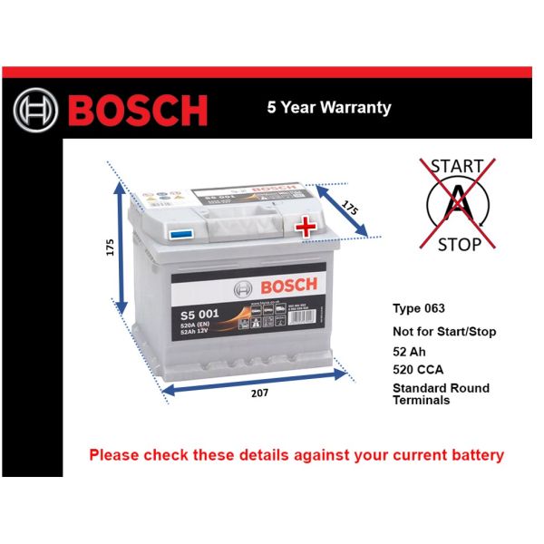 Bosch S5001 Car Battery