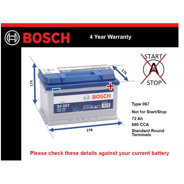 Bosch S4007 Car Battery