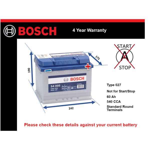 Bosch S4005 Car Battery