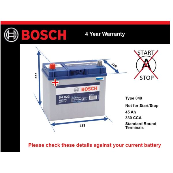 Bosch S4023 Car Battery
