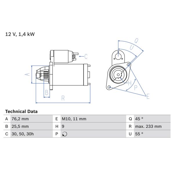 Bosch 0986018890 Starter Motor