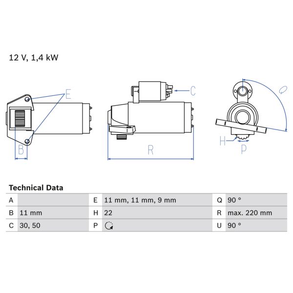 Bosch 0986022561 Starter Motor