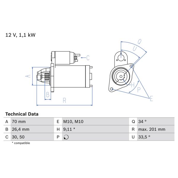 Bosch 0986020350 Starter Motor