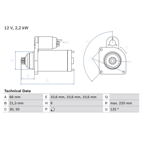 Bosch 0986022760 Starter Motor