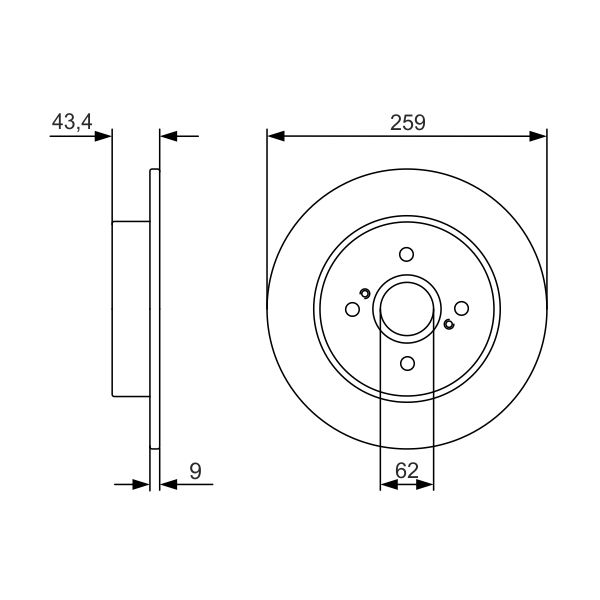 Bosch 0986479V07 2x Brake Discs Pair Solid