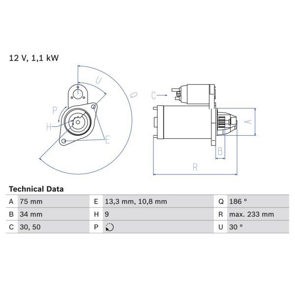 Bosch 0986025610 Starter Motor