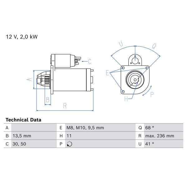 Bosch 0986026390 Starter Motor