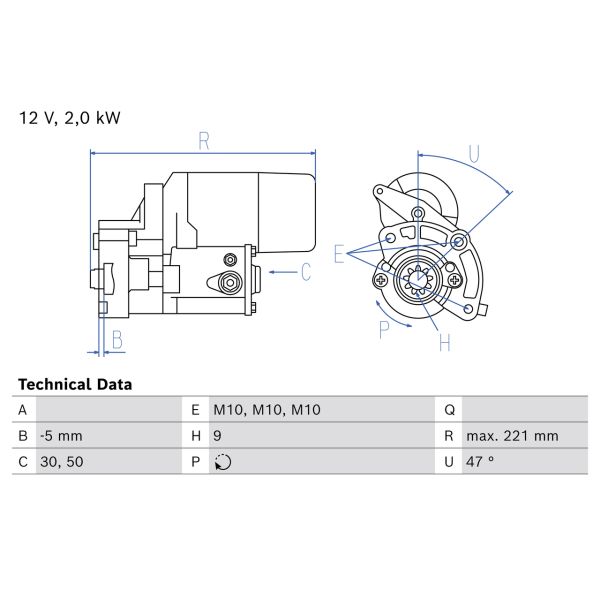 Bosch 0986026500 Starter Motor