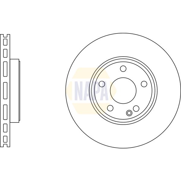 NAPA NBD5108 2x Brake Discs Pair Vented
