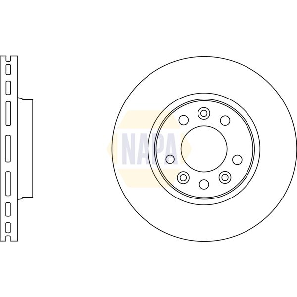 NAPA NBD5314 2x Brake Discs Pair Vented