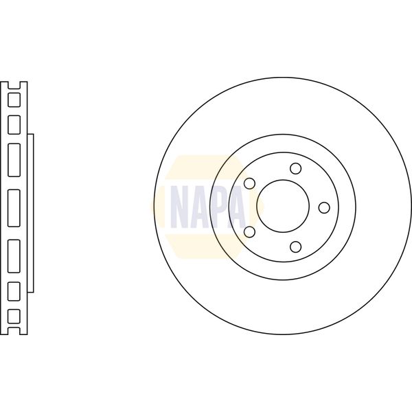 NAPA NBD5677 2x Brake Discs Pair Vented