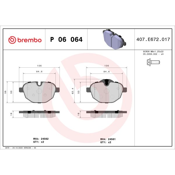 Brembo P06064 Brake Pads Set