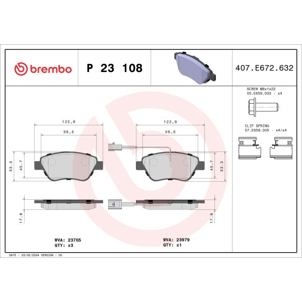 Brembo P23108 Brake Pads Set