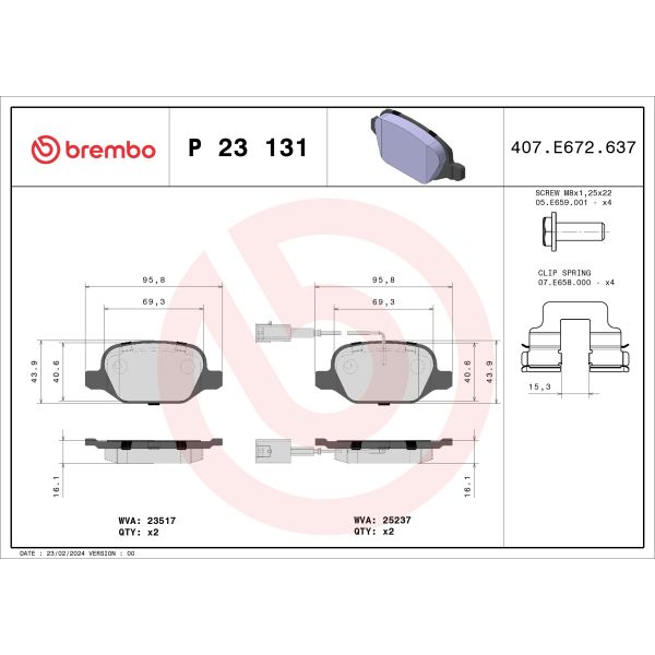 Brembo P23131 Brake Pads Set