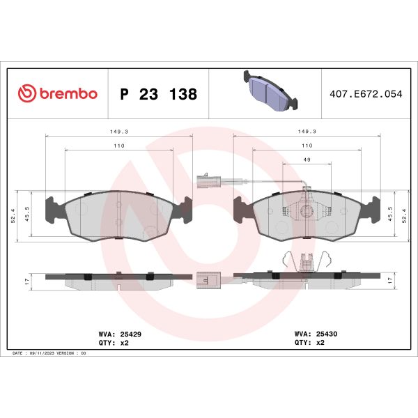 Brembo P23138 Brake Pads Set