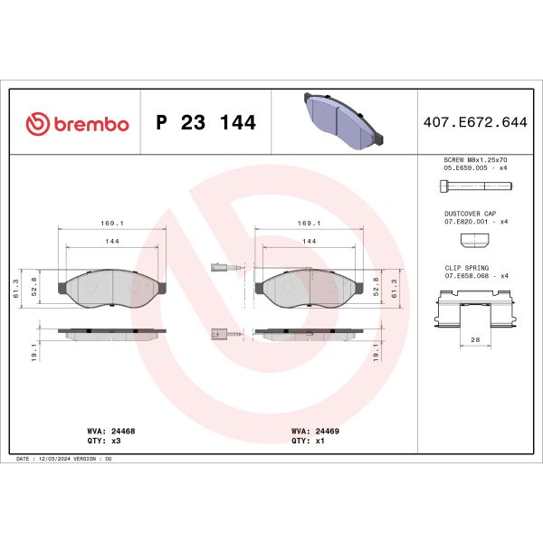 Brembo P23144 Brake Pads Set