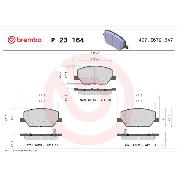 Brembo P23164 Brake Pads Set