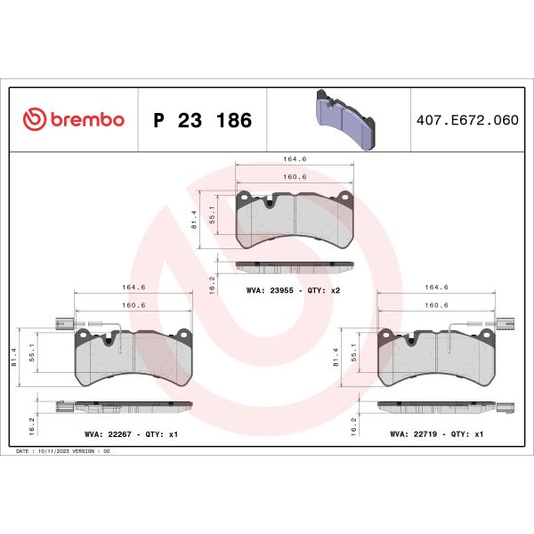 Brembo P23186 Brake Pads Set