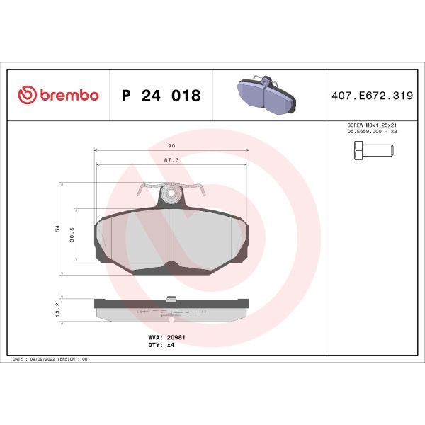 Brembo P24018 Brake Pads Set