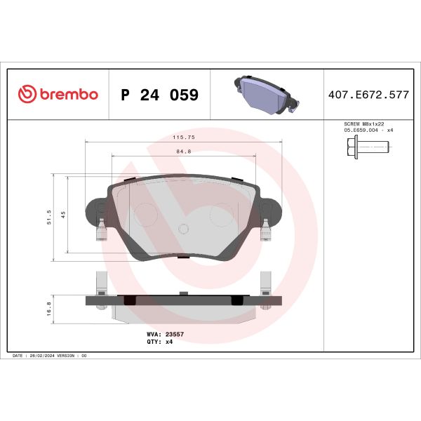 Brembo P24059 Brake Pads Set