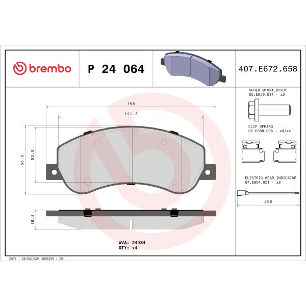 Brembo P24064 Brake Pads Set