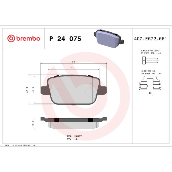 Brembo P24075 Brake Pads Set