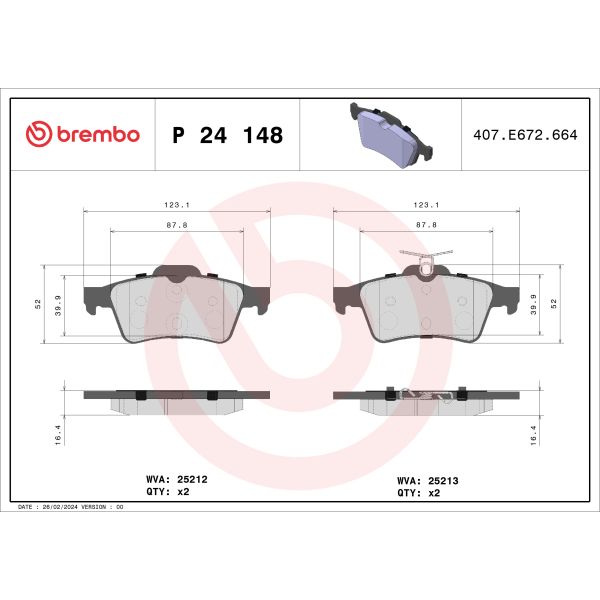 Brembo P24148X Brake Pads Set