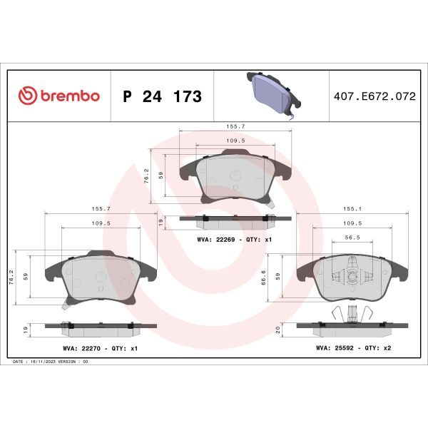 Brembo P24173 Brake Pads Set
