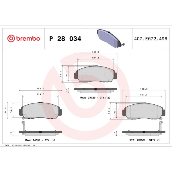 Brembo P28034 Brake Pads Set